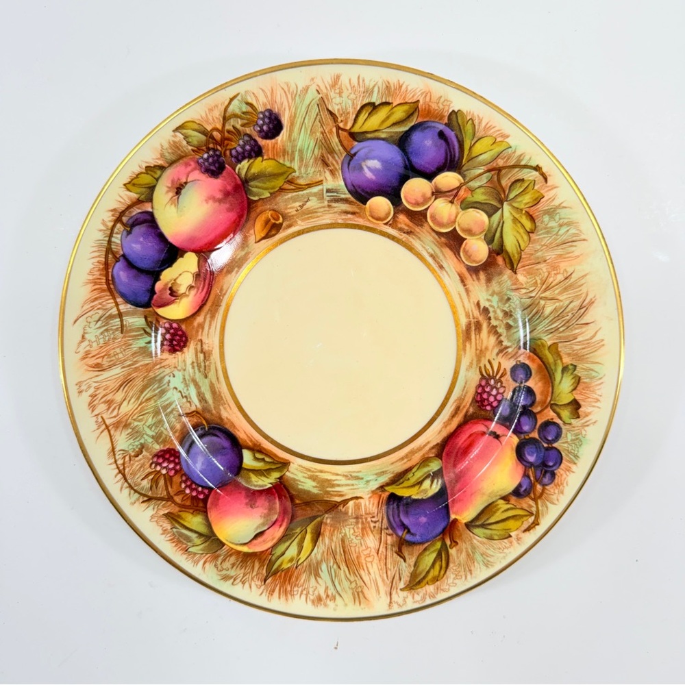 RARE Aynsley‎ Orchard Gold 8" Salad Plate Signed By N. BRUNT Hand Painted 1930s